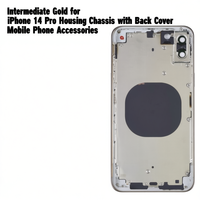 Châssis de boîtier pour iPhone 14 Pro avec coque arrière en alliage d'aluminium doré, accessoires pour téléphone portable