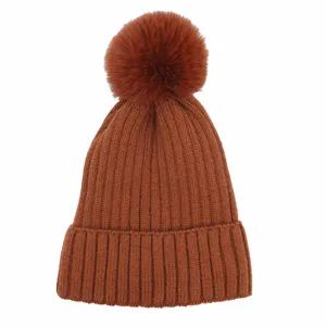 Ladies Beanie Hats Solid Color Soft Winter Hat Warm Pom Pom Beanie Knitting Cap Hat Adults Image Knitted Female 24 Hours Online