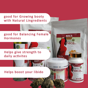 Set de Seis Piezas para Aumento de Glúteos con Maca Natural al por Mayor, Etiqueta Privada, Cápsulas, Gomitas, Crema, Aceite, Polvo y Té para Levantar la Cadera - Product Image 4