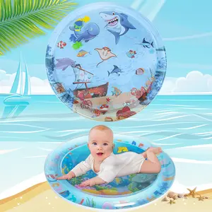 Newborn Infant Toddler Baby Round Dolphin Design Inflatable Water Play Mat Tummy Time Water Mat Toys