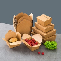 Boîtes à lunch jetables en papier kraft - Qualité alimentaire pour salades, collations, poulet frit, frites |   Personnalisable et en gros