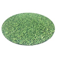 Plateau à gâteau sur mesure à thème, motif floral vert herbe, motifs damassés noirs en relief, en PVC et carton recyclable pour gâteaux de mariage à plusieurs étages