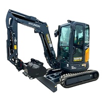 Mini-excavatrice hydraulique Hyundai 30 d'occasion de 3 tonnes, moteur, boîte de vitesses, coupleur rapide, machines de construction, pompe hydraulique 2024