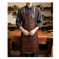 Tablier de travail en cuir pleine fleur sans manches de style japonais pour barista et artiste floral, durable, anti-salissures, imprimable
