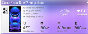 2023 Original <span class=keywords><strong>Xiaomi</strong></span> Redmi Note <span class=keywords><strong>12</strong></span> <span class=keywords><strong>Pro</strong></span> + 5g teléfonos celulares Android <span class=keywords><strong>12</strong></span> 8GB / 12GB Ram 5000mAh batería teléfonos móviles <span class=keywords><strong>Xiaomi</strong></span> Cellular - Product Image 3