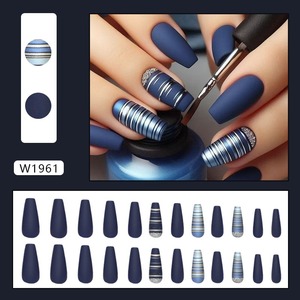 Suministros para <span class=keywords><strong>uñas</strong></span> Productos de belleza Prensa <span class=keywords><strong>en</strong></span> <span class=keywords><strong>uñas</strong></span> Venta al por mayor Ballet Mate <span class=keywords><strong>Azul</strong></span> Plata Y2K Diseño francés Puntas de <span class=keywords><strong>uñas</strong></span> acrílicas usables - Product Image 2