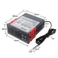 Controlador de temperatura Digital para incubadora, termostato de 12V, 24V, 220V, termo regulador, pantalla LED Dual de plástico, 1 unidad