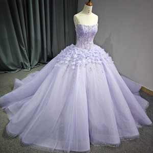 Robe de bal vintage lilas sans manches, coupe empire, traîne chapelle, grande taille, pour Quinceañera et fêtes, pour filles, modèle DY1189 - Product Image 3