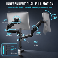 Support ergonomique double bras pour moniteur et ordinateur portable avec fixation par pince et base à œillet pour bureau à domicile et gaming