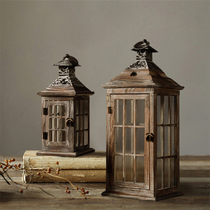 Decoración rústica, farolillos de velas para suelo, farolillos colgantes desgastados Vintage, gran granja, juego de farolillos de Metal de madera - Product Image 6