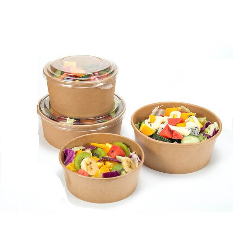 Custom Disposable Biodegradable Kraft Paper Bowls and Lids Food Grade Snack and Soup Cup Noodles Packaging Hot Paper Plates