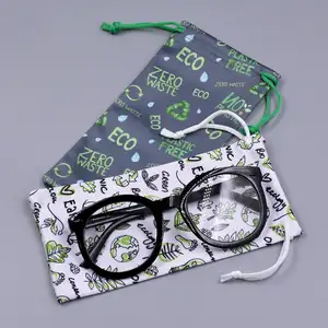 East sunshine 9*18CM Digital Printing Custom logo Sunglasses Pouch Bag Drawstring Eyeglasses Pouch Glasses Packaging Bag