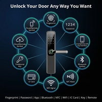 Cerradura Inteligente para el Hogar, Antirrobo, con Wi-Fi, Código Tuya TTlock para Almacenamiento en la Nube, Grado A9, Cerradura de Embutir de Aleación de Aluminio para Puertas de Acero/Vidrio