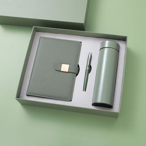 Cadeau VIP personnalisé : Clé USB avec boîte de luxe, agenda 2026, carnet en cuir PU bleu foncé A5 avec stylos, bloc-notes et gourde - Product Image 2