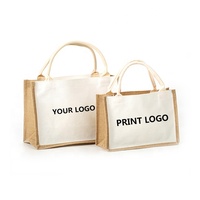 Logo personnalisé Eco Friendly fermeture éclair dames femmes Shopping toile de jute toile de jute sac fourre-tout en jute avec poignée poche en toile