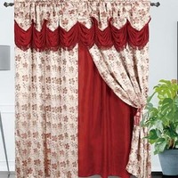 SUNWISHA Rideaux de cuisine translucides en polyester à passe-tringles, motif Poinsettia de Noël, lavables en machine, lot de 3 pièces, 52'' Lx18''