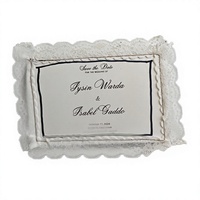 Carte d'invitation de mariage personnalisée avec bordure en dentelle, superposition transparente blanc ivoire, texte personnalisé, carte de vœux formelle