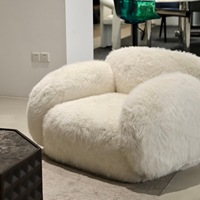 Canapé individuel mobile en velours flanelle style crème minimaliste nordique pour salon, bureau, hôpital