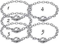 Bracelet personnalisé - Chaîne en acier inoxydable avec fermoir à bascule OT - Porte-charme gravable en DIY - Cadeau pour femme