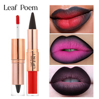 Leaf Poem Kit de maquillage et accessoires de beauté pour femmes, comprenant Rouge à lèvres mat double embout 2 en 1, Gloss à lèvres pailleté et Crayon à lèvres