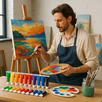 Boîte de couleur personnalisée de haute qualité, tubes de 12 ml de pigments acryliques, 12 couleurs, peinture artistique sur toile, verre, papier