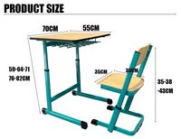 Ensemble de bureau et chaise d'école réglables avec panier de rangement, table d'étude en bois, cadre bleu sarcelle, fournisseur de mobilier de classe pour enfants