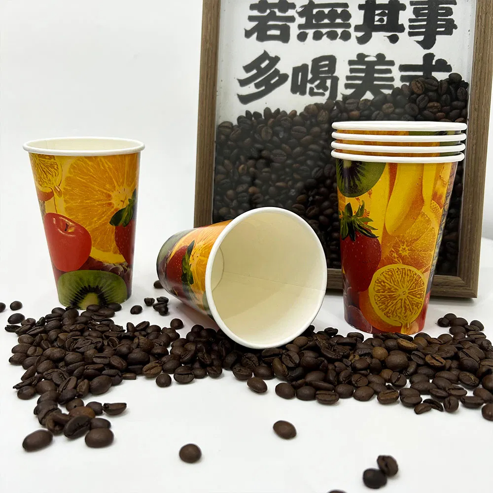 Hot Selling Beverage Use 4oz 5oz 6oz 7oz 8oz Customized logo Printing Biodegradable Lemon Juice Paper Cups