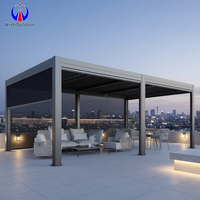 Pergola intelligente en aluminium avec stores motorisés, réglage de l'ombrage, résistante aux intempéries, design moderne et luxueux