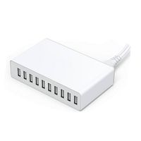 Cargador USB de 60W con 10 Puertos para Teléfonos Móviles/Tabletas, Estación de Carga USB Inteligente Multifuncional de 5V/12A 60W