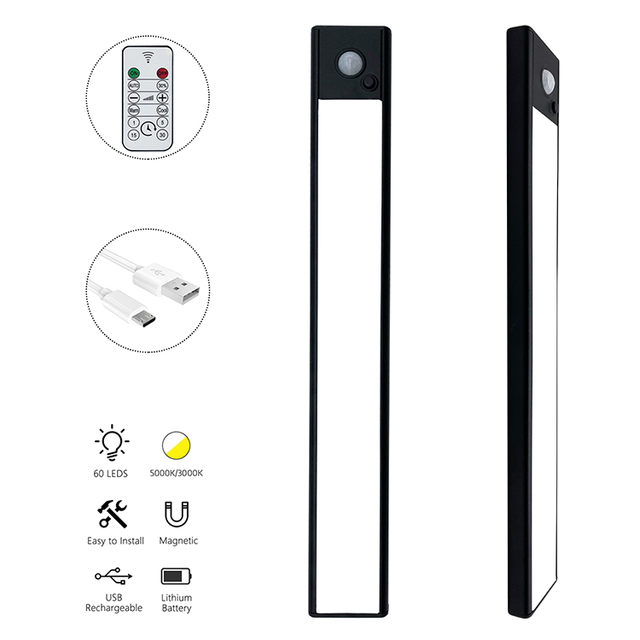 Under Cabinet Lighting Motion Sensor Light with Wireless Magnetic Rechargeable Led Closet Light
