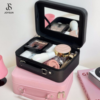 JOYSUN Vente en gros de trousses de maquillage personnalisées pour femmes, grande capacité, trousse de maquillage portable de voyage, boîte de rangement pour cosmétiques avec miroir