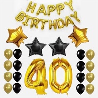 Bannière personnalisée joyeux anniversaire, 30, 40, 50, 60 ans, or, noir, ensemble de ballons d'anniversaire, décoration de fête, vente en gros