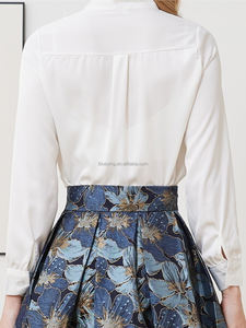 Blusa Elegante con Lazo para Mujer de Oficina, Color Sólido, Manga Larga, Estilo Simple, Tejido de Poliéster, Camisa de Primavera/Verano - Product Image 4