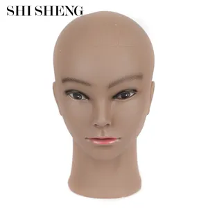 SHI SHENG, mejor precio, cabeza de Maniquí de entrenamiento marrón afroamericano con maquillaje para pelucas, soporte de exhibición de sombrero