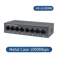 Switch Ethernet Gigabit de 8 Puertos 10/100/1000Mbps, Mini Switch de Red No Administrado con Carcasa Metálica para Sistemas de Seguridad CCTV y Cámaras IP