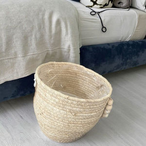 Bestseller Cesto Portabiancheria Rotondo Bianco di Alta Qualità in Vimini e Rattan - Product Image 4