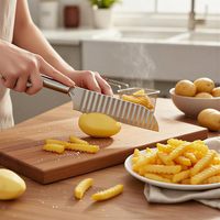 Couteau à découper ondulé en acier inoxydable pour légumes, trancheuse à pommes de terre ondulées pour frites et décoration culinaire