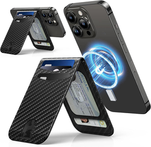Custom Magnetic Carbon Fiber Pattern Microfiber <b>Phone</b> <b>Stand</b> Credit Card for iPhone 16/15/14/Pro Max Series - Product Image 1