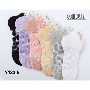 Chaussettes respirantes à imprimé jacquard pour femmes, matériel spandex pour diabétiques, logo personnalisé, corps/manchette, sac d'été/d'hiver - Product Image 1