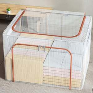Sac de rangement en tissu PVC uni de 66 litres, bacs de rangement transparents avec couvercles, cadre en acier - Product Image 6