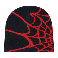 Bonnet d'hiver chaud en jacquard motif araignée de créateur, style Y2K, imprimé intégral toile d'araignée, vente en gros