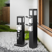 Prise de courant extérieure sur pied résistante aux hautes températures IP66 en acier inoxydable, 2 prises 110-250V pour l'alimentation en eau et en électricité