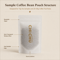 Sachet refermable givré avec fermeture éclair, qualité alimentaire, imprimé sur mesure, mini-sachet échantillon pour grains de café, thé, herbes, aliments, sachet OEM avec logo personnalisé
