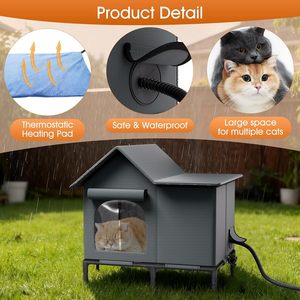 מחומם לסביבה ידידותית לסביבה חיצונית לחתולים תוכי דלת בית בריחה בטוחה מבודדת בד חומר חורף עבור חתולי רחוב - Product Image 3