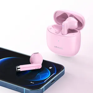 USAMS headphone nirkabel Mini, earbud HP BT5.0 Tws terkecil, penjual unggulan tahan air