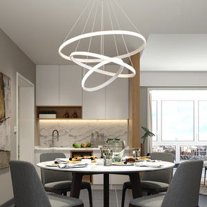 Guzhen chiếu sáng hiện đại dẫn đèn chùm màu đen Dimmable vòng ánh sáng mặt dây chuyền điều khiển từ xa thông tư Trần cao ánh sáng kích thước trung bình - Product Image 1