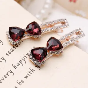 2pcs for one set rhinestone hair clips 8 colors metal alloy hairgrips for women girls