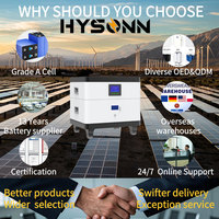 Batterie domestique empilable Hysonn 5kWh 10kWh 50kWh Lifepo4 avec onduleur hybride 5KW pour système hors réseau