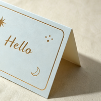 Carte de vœux pliée avec estampage à chaud, découpe personnalisée, logo sur mesure, papier cartonné réfléchissant au laser, enveloppe pour occasion spéciale
