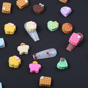 Cute 3D Resin Nail Charms Star Heart Food <b>Cookie</b> Strawberry Shortcake Flatback Cartoon Decals for Nail Art - Product Image 1